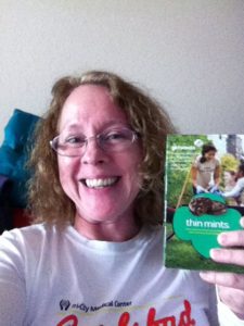 Mmm! Thin Mints! Thanks, shy little Girl Scout.