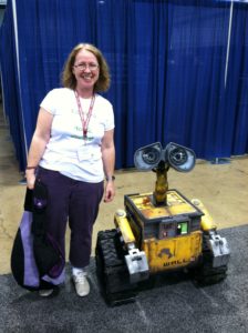 Me and Wall-E. The robot handler was off to the side making him interact with people. Sometimes he'd let Wall-E sit quietly so it would surprise people when he started to move!