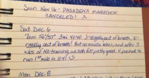 My runner's journal canceled Pasadena Marathon